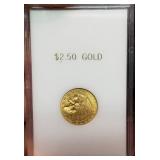 1914-D US $2.50 GOLD INDIAN BU-UNC IN CASE