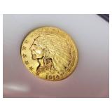 1914-D US $2.50 GOLD INDIAN BU-UNC IN CASE