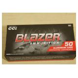 50 CCI Blazer 9mm Luger 115 Gr FMJ Aluminum Case Ammo