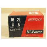 25 Federal Hi Power 16 Gauge 2-3/4" 6 Shot Shotshells