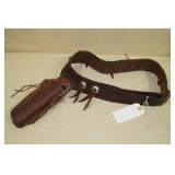 Vintage Western Style Leather Belt and Holster with Conchos