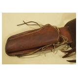 Vintage Western Style Leather Belt and Holster with Conchos
