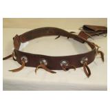Vintage Western Style Leather Belt and Holster with Conchos