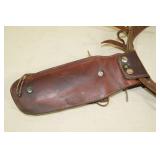 Vintage Western Style Leather Belt and Holster with Conchos