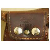 Vintage Western Style Leather Belt and Holster with Conchos