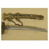 Small Scale Sword with Scabbard - Scrimshaw Design