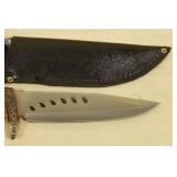 Eagle Inlay Fixed Blade Knife with Leather Sheath