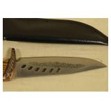 Eagle Inlay Fixed Blade Knife with Leather Sheath