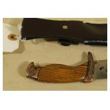 Eagle Inlay Fixed Blade Knife with Leather Sheath