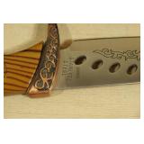Eagle Inlay Fixed Blade Knife with Leather Sheath