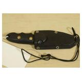 Fixed Blade Tanto Style Hunting Knife with Sheath - Rubber Handle