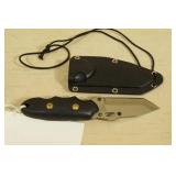 Fixed Blade Tanto Style Hunting Knife with Sheath - Rubber Handle