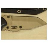 Fixed Blade Tanto Style Hunting Knife with Sheath - Rubber Handle