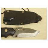 Fixed Blade Tanto Style Hunting Knife with Sheath - Rubber Handle
