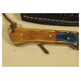 Damascus Steel Fixed Blade Hunting Knife with Leather Sheath