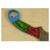 Damascus Steel Karambit Style Fixed Blade Knife with Leather Sheath