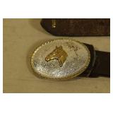 Youth Leather Belt with Buckle and Conchos