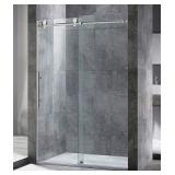 WOODBRIDGE Frameless Sliding Shower, Clear Tempered Glass, Brushed Stainless Steel Finish,Designed for Smooth Door Closing, 48"x76", 48"x 76" Chrome MSDC4876-C