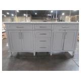 Home Decorators Collection Sonoma 72 in. W x 22 in. D Bath Vanity in Pebble Gray with Carrara Marble Top with White Sinks Sonoma 72PG