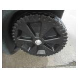 Toter 64 Gal. Greenstone Trash Can with Wheels and Attached Lid - Missing Wheel Cap or "C" Clip for Wheel.