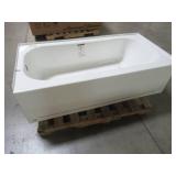 Bootz Mauicast 60 in. Left Drain Rectangular Alcove Soaking Bathtub in White - Enamel Damage on Threshold above overflow.