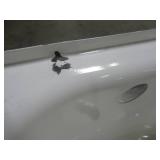 Bootz Mauicast 60 in. Left Drain Rectangular Alcove Soaking Bathtub in White - Enamel Damage on Threshold above overflow.