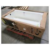 Bootz Industries Aloha 60" x 30" x 14 1/4" Left Drain Rectangular Alcove Soaking Bathtub in White, Enamel Damage LH Front Corner and RH Back Corner.