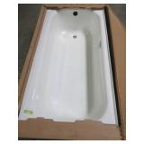 Bootz Industries Aloha 60" x 30" x 14 1/4" Left Drain Rectangular Alcove Soaking Bathtub in White, Enamel Damage LH Front Corner and RH Back Corner.