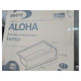 Bootz Industries Aloha 60" x 30" x 14 1/4" Left Drain Rectangular Alcove Soaking Bathtub in Bone - Enamel Chip Top of Tub LH Corner..