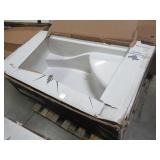 Aquatic Coronado 60 in. x 30 in. Single Threshold Acrylx Applied Acrylic Shower Pan with Left Drain, Right Seat in White, Slight damage on tile flange.