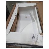 Aquatic Coronado 60 in. x 30 in. Single Threshold Acrylx Applied Acrylic Shower Pan with Left Drain, Right Seat in White, Slight damage on tile flange.
