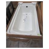Sterling Ensemble 60" x 30" Right Drain Bathtub in White, Crack on LH Back Corner.