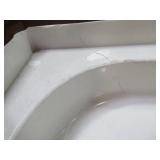 Sterling Ensemble 60" x 30" Right Drain Bathtub in White, Crack on LH Back Corner.