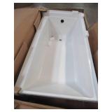 Aquatic Capistrano 60" x 30" x 20 5/8" Acrylx Applied Acrylic Left Drain Rectangular Apron Front Non-Whirlpool Bathtub in White - Crack on tile flange RH Corner. Cracked Wainscot LH Back Corner.