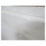 Aquatic Capistrano 60" x 30" x 20 5/8" Acrylx Applied Acrylic Left Drain Rectangular Apron Front Non-Whirlpool Bathtub in White - Crack on tile flange RH Corner. Cracked Wainscot LH Back Corner.