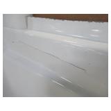 Aquatic Capistrano 60" x 30" x 20 5/8" Acrylx Applied Acrylic Left Drain Rectangular Apron Front Non-Whirlpool Bathtub in White - Crack on tile flange RH Corner. Cracked Wainscot LH Back Corner.