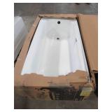 Bootz Industries Maui 60" x 30" x 16 5/8" Left Drain Rectangular Alcove Soaking Bathtub in White, - Enamel Chip LH Front Corner and on Tile Flange.