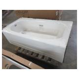 60" x 30" Left Drain Tub in White. - Slight Bend On RH Bottom Corner of Apron.