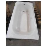 60" x 30" Left Drain Tub in White. - Slight Bend On RH Bottom Corner of Apron.