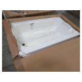 Bootz Industries Aloha 60" x 30" Left Drain Rectangular White Alcove Soaking Bathtub in White. Slight Enamel Damage on RH Back Side of Wainscot.
