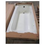 Bootz Industries Aloha 60" x 30" Left Drain Rectangular White Alcove Soaking Bathtub in White. Slight Enamel Damage on RH Back Side of Wainscot.