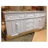 Fremont 72 in. W Grey Double Bath Vanity with Grey Granite Vanity Top and Undermount Sinks by Home Decorators Collection (see all pictures)