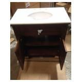 Artisan 33 in. W Vanity in Dark Oak with Marble Vanity Top in Natural White with White Sink by Home Decorators Collection (see all pictures)