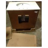 Artisan 33 in. W Vanity in Dark Oak with Marble Vanity Top in Natural White with White Sink by Home Decorators Collection (see all pictures)