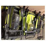 PALLET OF ASSORTED RYOBI OUTDOOR/LAWNCARE TOOLS! (4 lawnmowers) see all pictures UNCHECKED