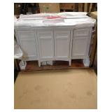 Sassy 60 in. Vanity in White with Marble Vanity Top in Carrara White by Home Decorators Collection (review pictures carefully)