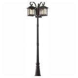 Brimfield 3-Head Aged Iron Outdoor Post Light by Home Decorators Collection customer return see all pictures