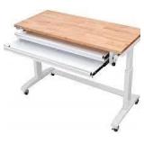 52 in. Adjustable Height Work Table with 2-Drawers in White by Husky review pictures