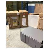 Pallet of assorted Hampton Bay Cabinets (customer returns, various sizes and colors) conditions unknown