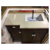 Teagen 36 in. W Bath Vanity in Dark Espresso with Cultured Stone Vanity Top in Beige with White Basin by Home Decorators Collection (review all pictures)